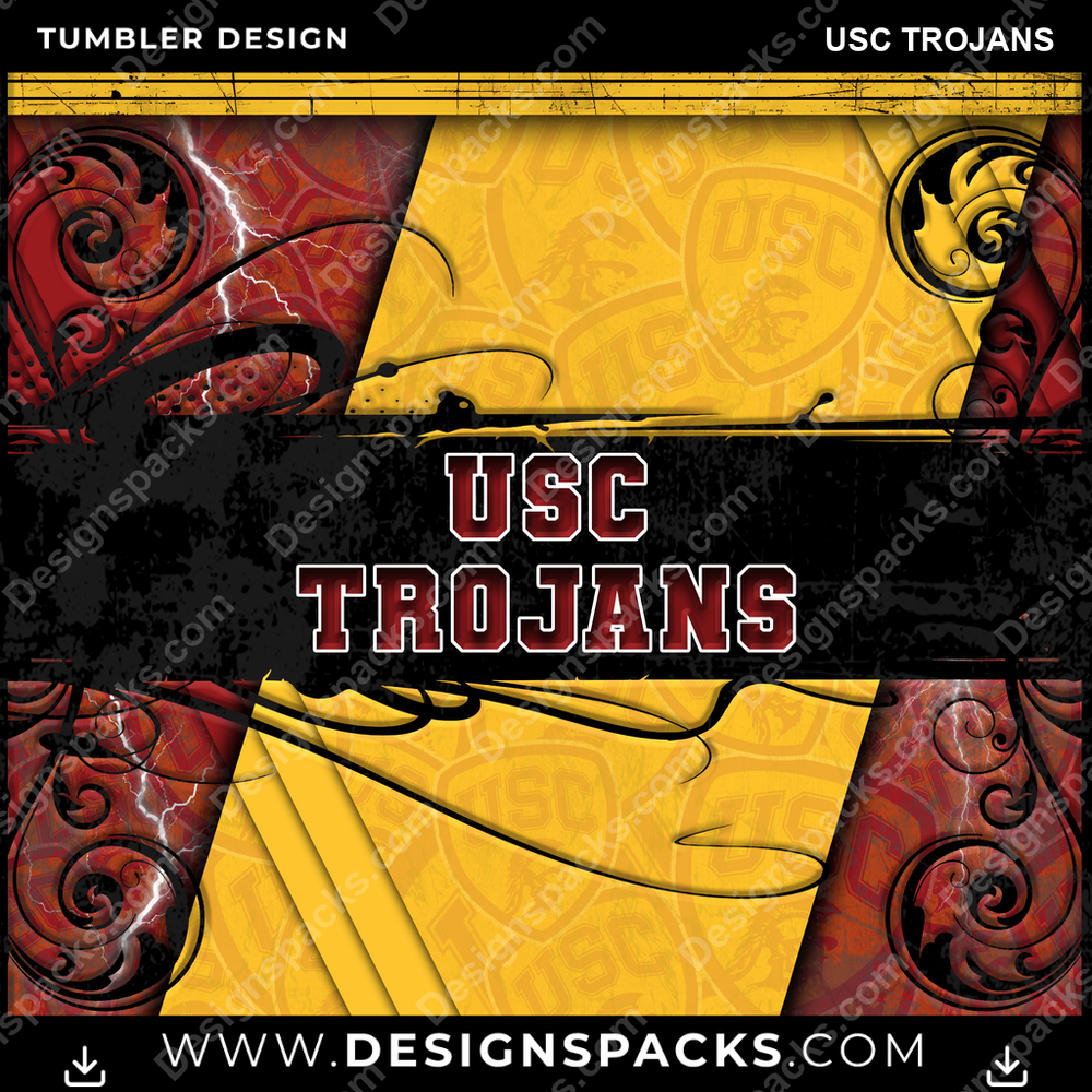 College Sport Elegant USC Trojans Tumbler Digital Wrap Design