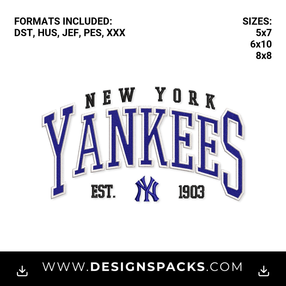 Vintage New York Yankees Est 1903 Embroidery Design - Instant digital download pattern at Designspacks.com