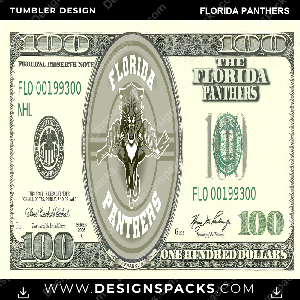 Ice Hockey 100 Dollar Bill Florida Panthers NHL Hockey Tumbler Digital Wrap Design Download