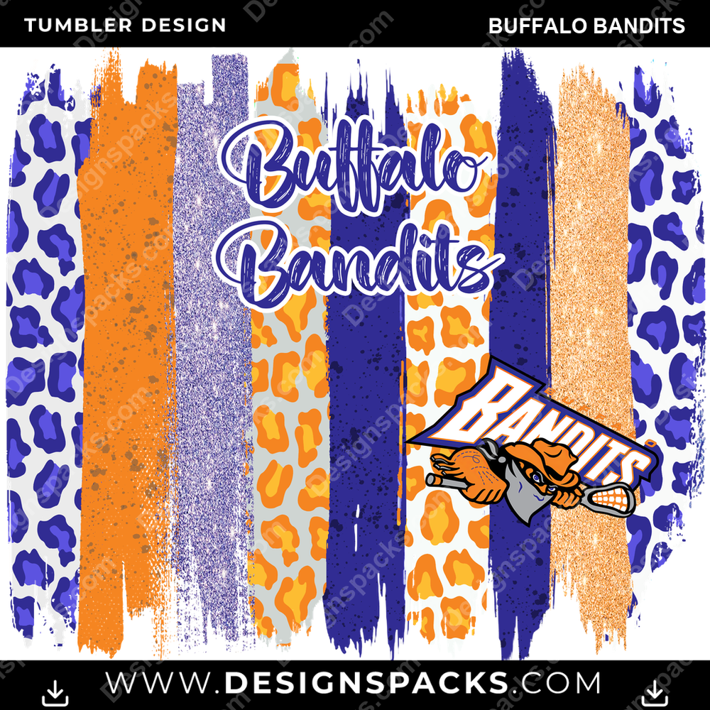 Lacrosse Brush Strokes Buffalo Bandits Tumbler Digital Wrap Design