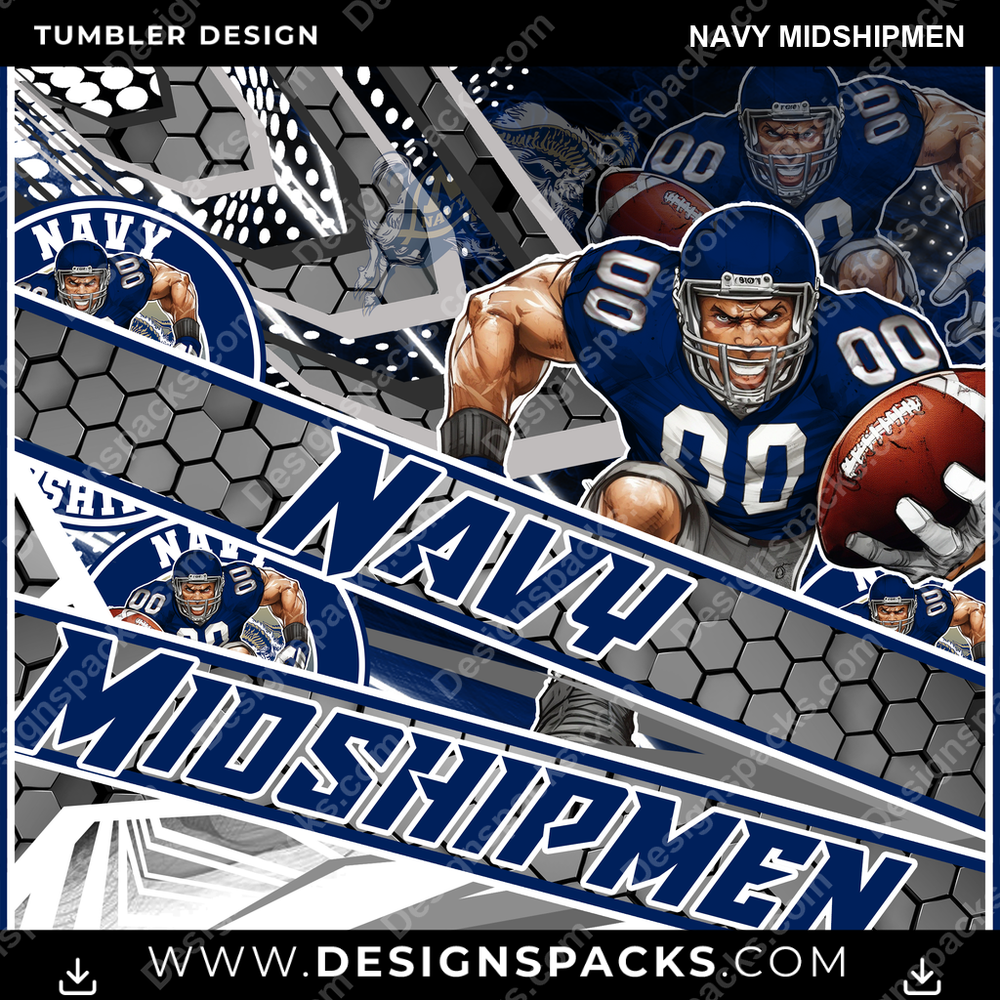 College Sport Fathead Navy Midshipmen Tumbler Digital Wrap Design
