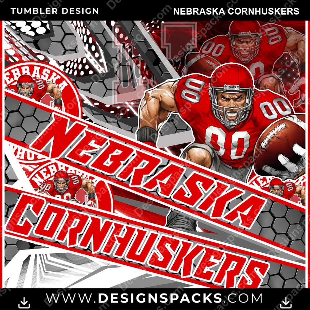 College Sport Fathead Nebraska Cornhuskers Tumbler Digital Wrap Design