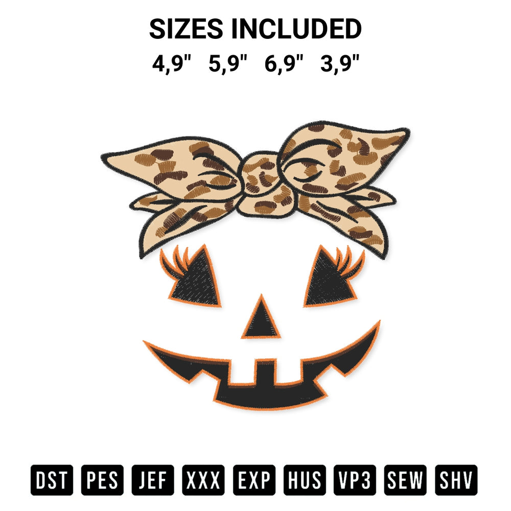 Stitch like a pro with the Jack O Lantern Halloween Pumpkin Lady Logo Embroidery Design embroidery pattern from Designspacks.com. High-quality digital machine embroidery file. Available sizes: 4,9", 5,9", 6,9", 3,9".