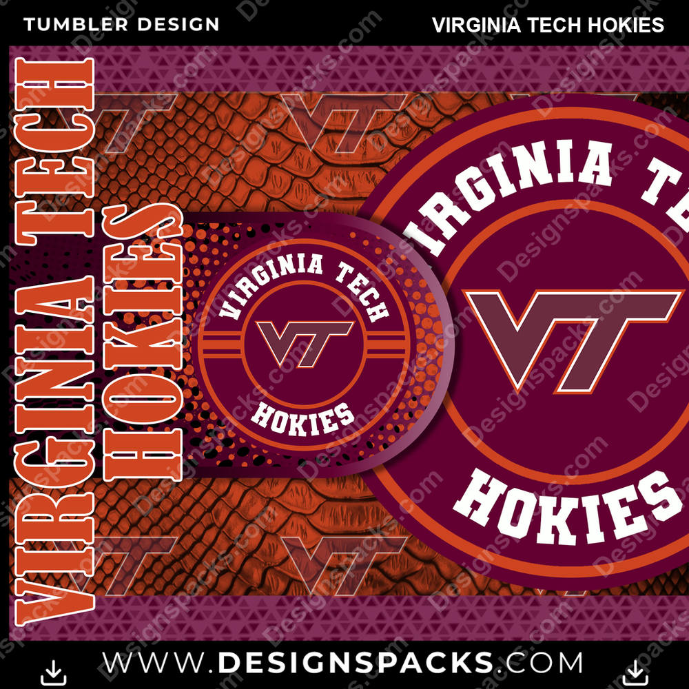 College Sport Hyper Virginia Tech Hokies Tumbler Digital Wrap Design