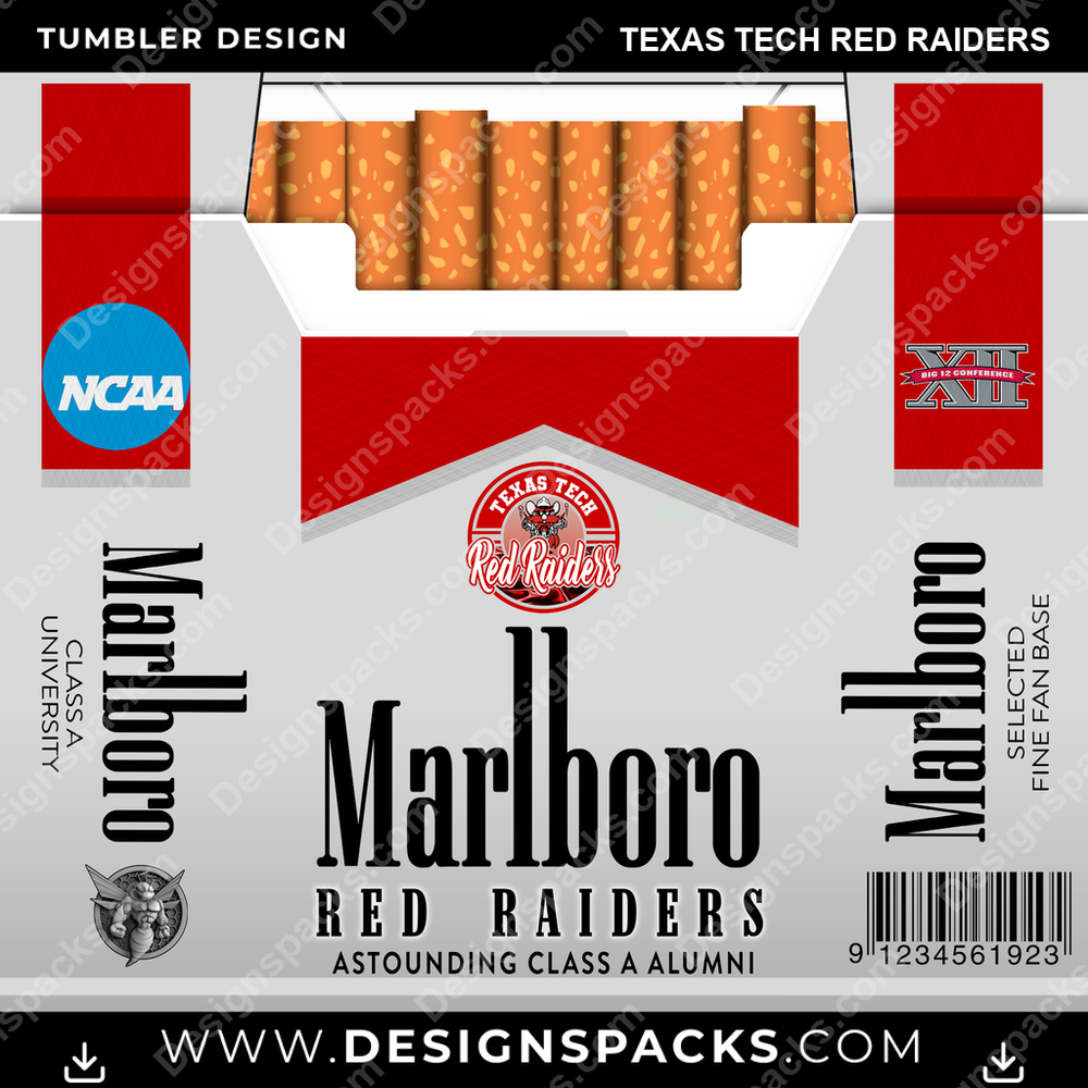 College Sport Marlboro Texas Tech Red Raiders NCAA College Sport Tumbler Digital Wrap Design Download