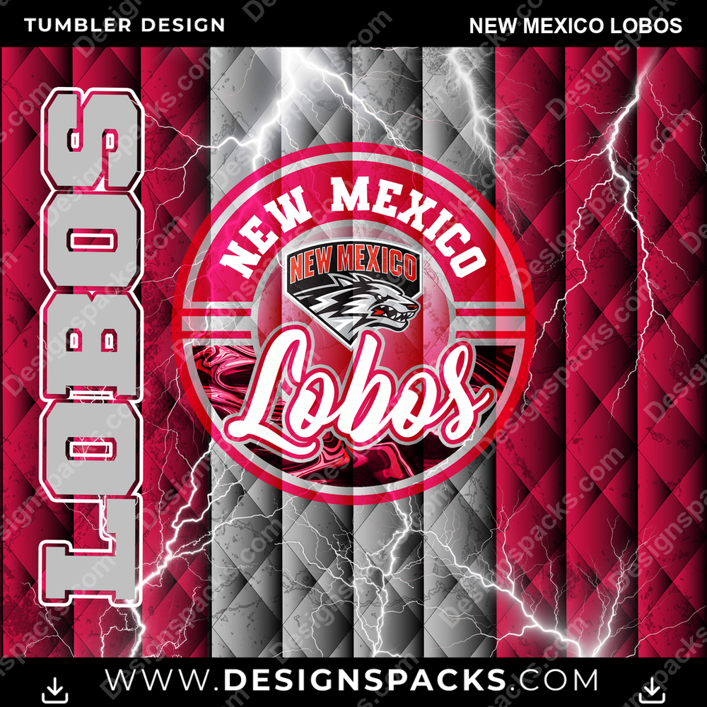 College Sport Diamond New Mexico Lobos Tumbler Digital Wrap Design