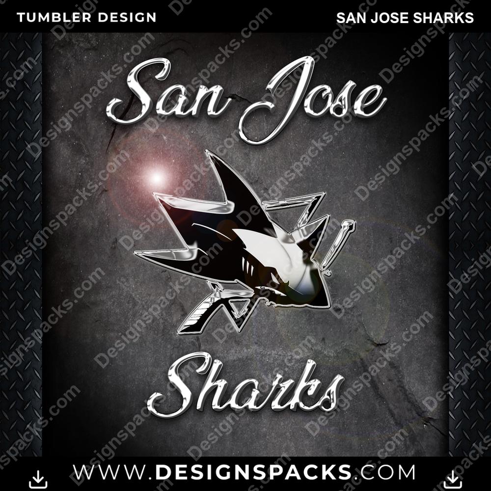Ice Hockey Chrome San Jose Sharks NHL Hockey Tumbler Digital Wrap Design Download