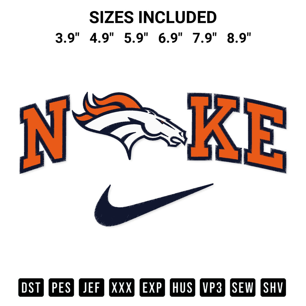 Looking for the perfect pattern? Download the Denver Broncos X Nike Embroidery Design embroidery design today at Designspacks.com. Crisp, clean stitching guaranteed. Available sizes: 3.9", 4.9", 5.9", 6.9", 7.9", 8.9".