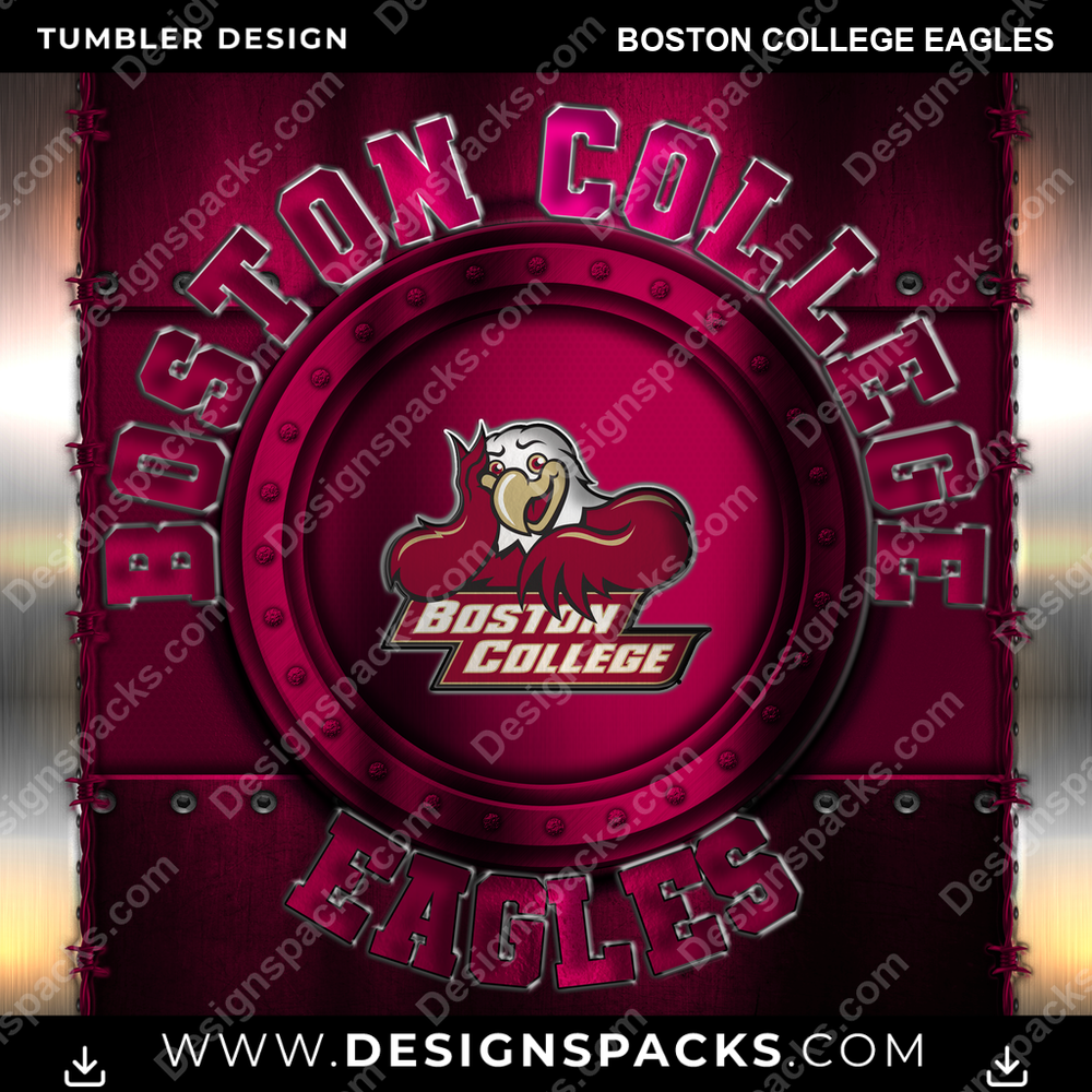 College Sport Metal Boston College Eagles NCAA College Sport Tumbler Digital Wrap Design Download