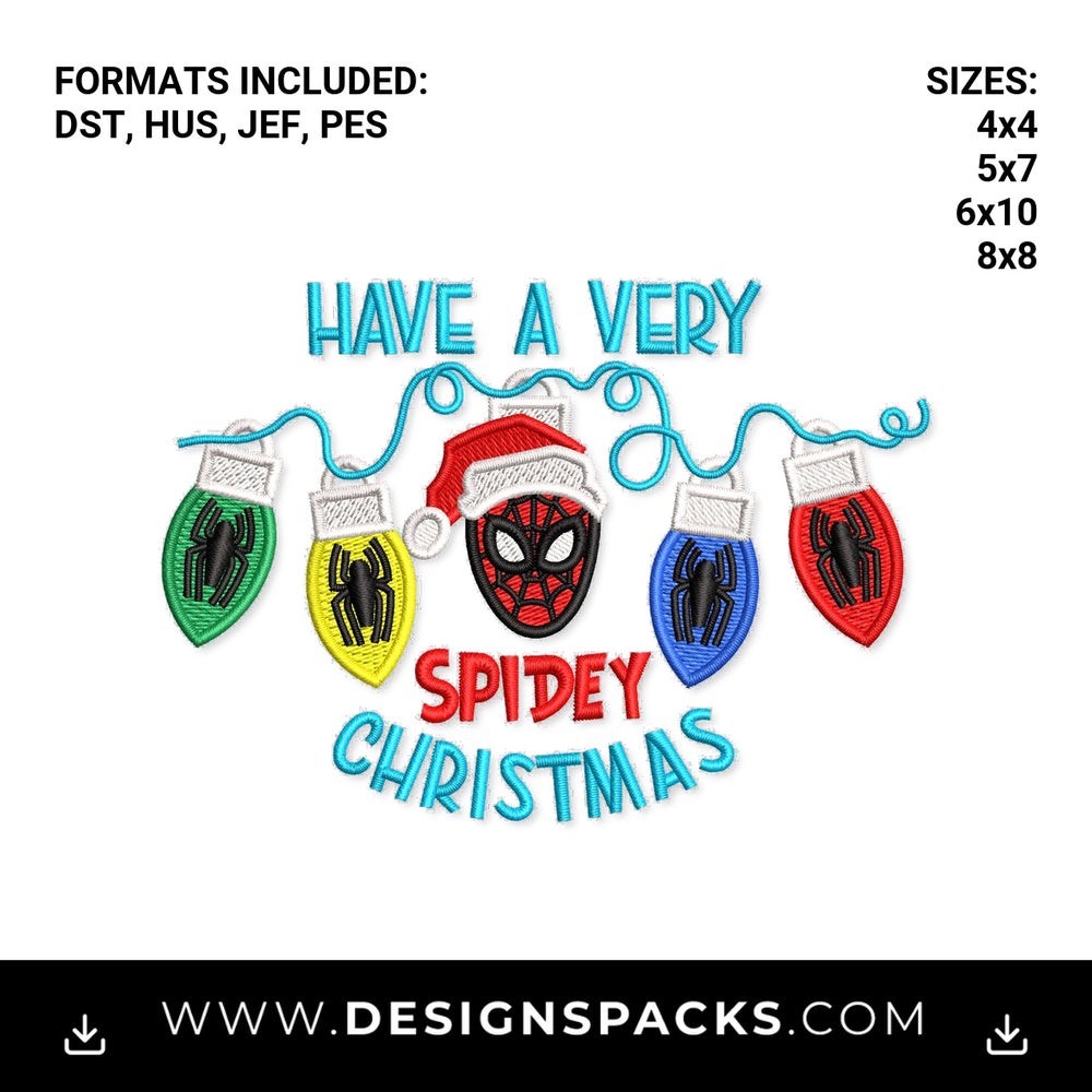 Have A Very Spidey Christmas Embroidery Design - Instant digital download pattern at Designspacks.com