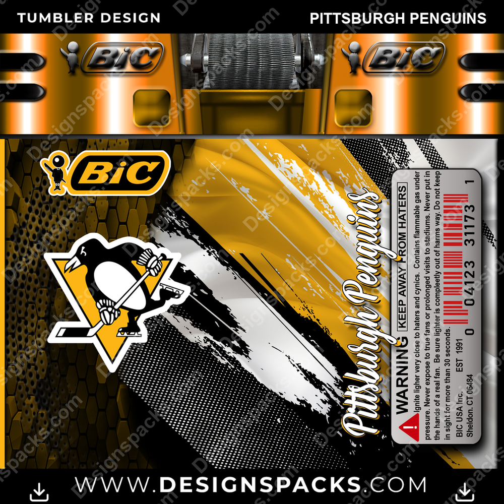 Hockey BIC Lighter Pittsburgh Penguins Tumbler Digital Wrap Design