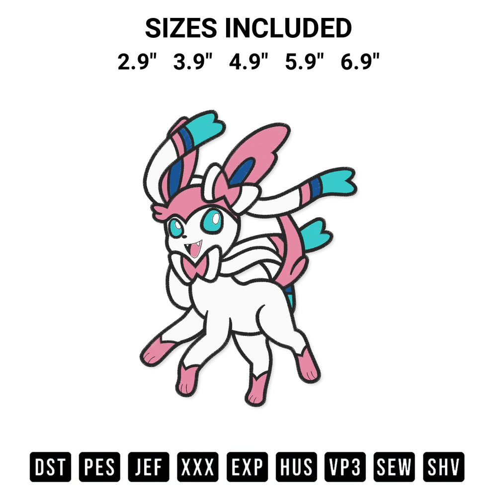 Add a unique touch to your apparel with the Sylveon Pokemon Embroidery Design embroidery file. Premium instant download available now on Designspacks.com. Available sizes: 2.9", 3.9", 4.9", 5.9", 6.9".