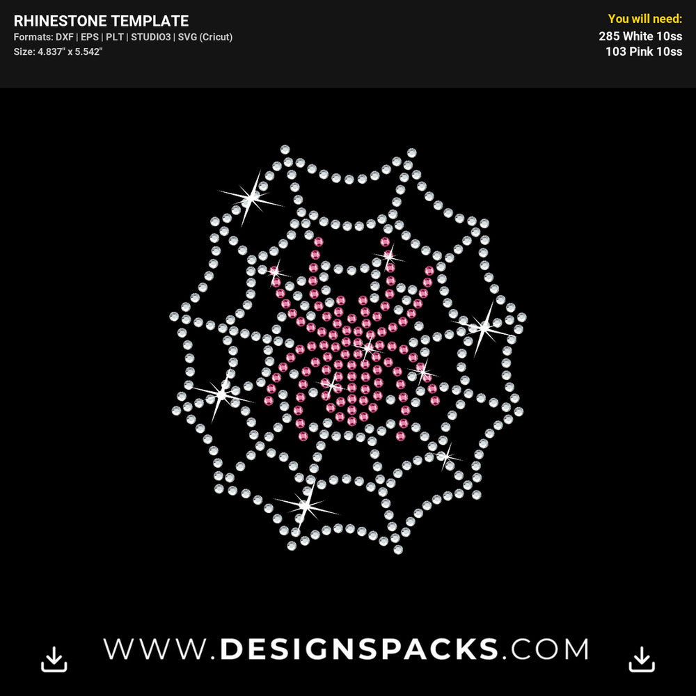 Pink Spider Web  Cricut Rhinestone Digital Template