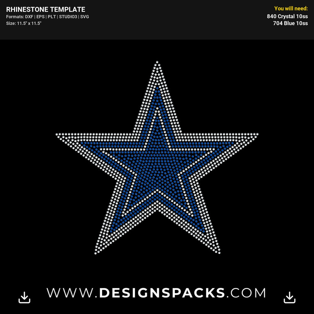 Cowboys Big Star Rhinestone Digital Template