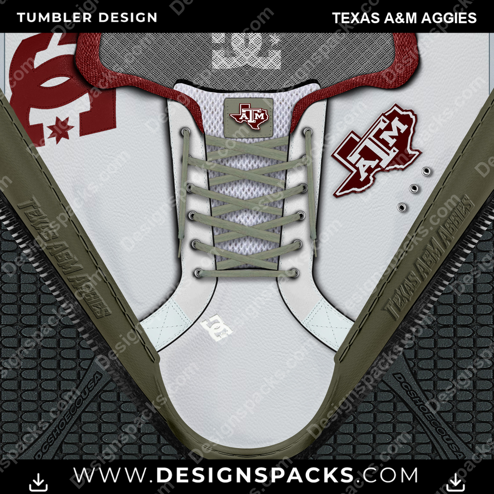 College Sport DC Sneaker Texas A&M Aggies NCAA College Sport Tumbler Digital Wrap Design Download