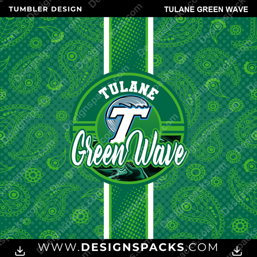 College Sport Handkerchief Tulane Green Wave Tumbler Digital Wrap Design