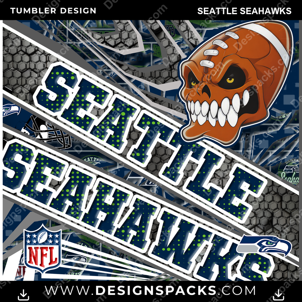 Football Angry Sports Seattle Seahawks Tumbler Digital Wrap Design
