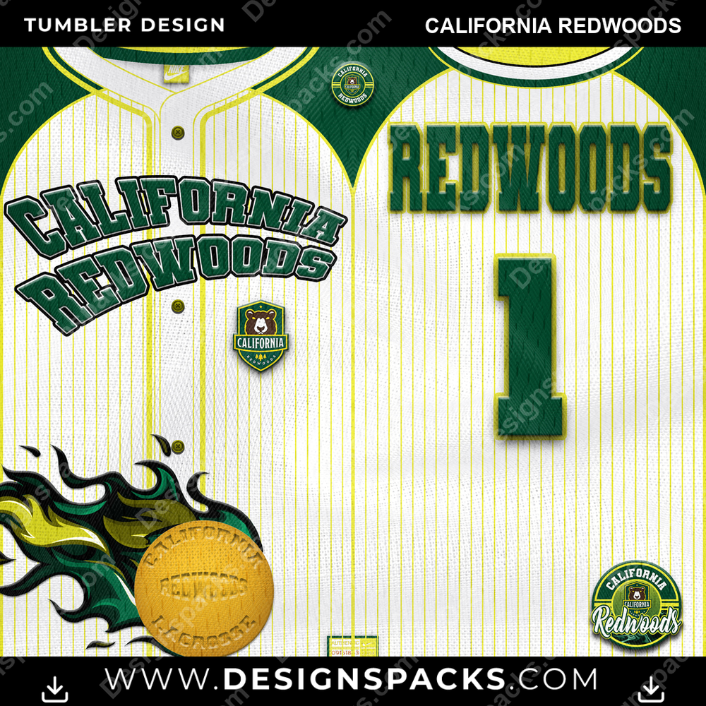 Lacrosse Team Button-Up Jersey California Redwoods Tumbler Digital Wrap Design