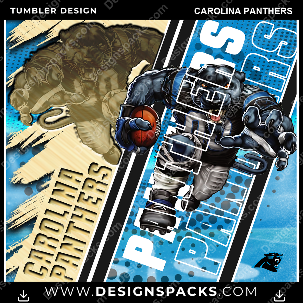 Football Silhouette Carolina Panthers Tumbler Digital Wrap Design