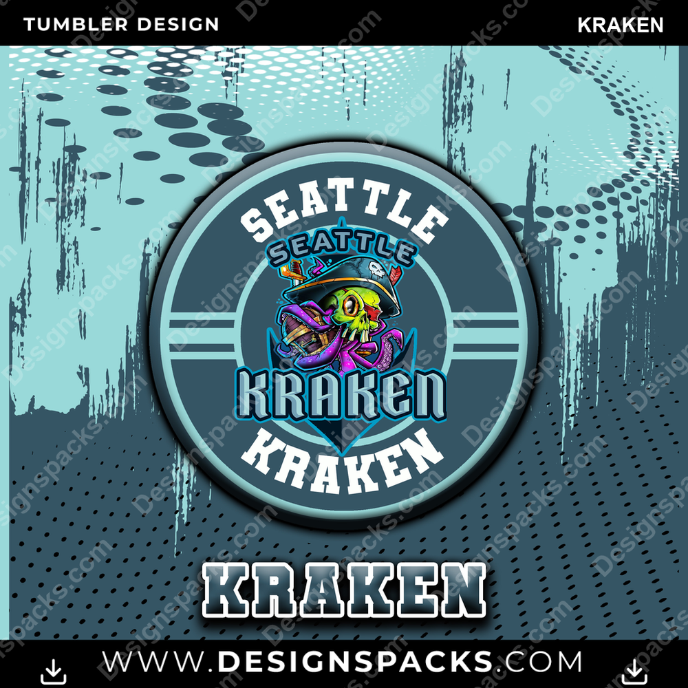 Ice Hockey Dot Logo KRAKEN Tumbler Digital Wrap Design