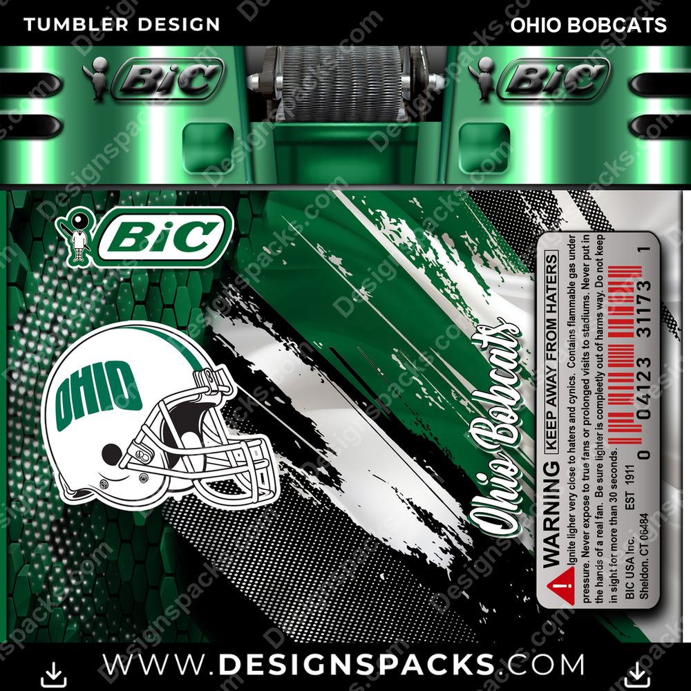 College Sport BIC Lighter Ohio Bobcats Tumbler Digital Wrap Design