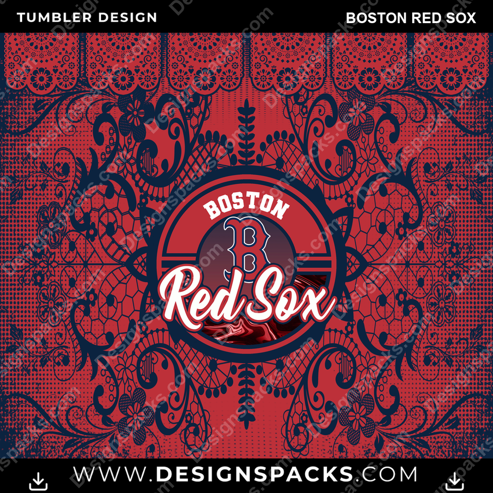 Baseball Lace & Logo Boston Red Sox Tumbler Digital Wrap Design