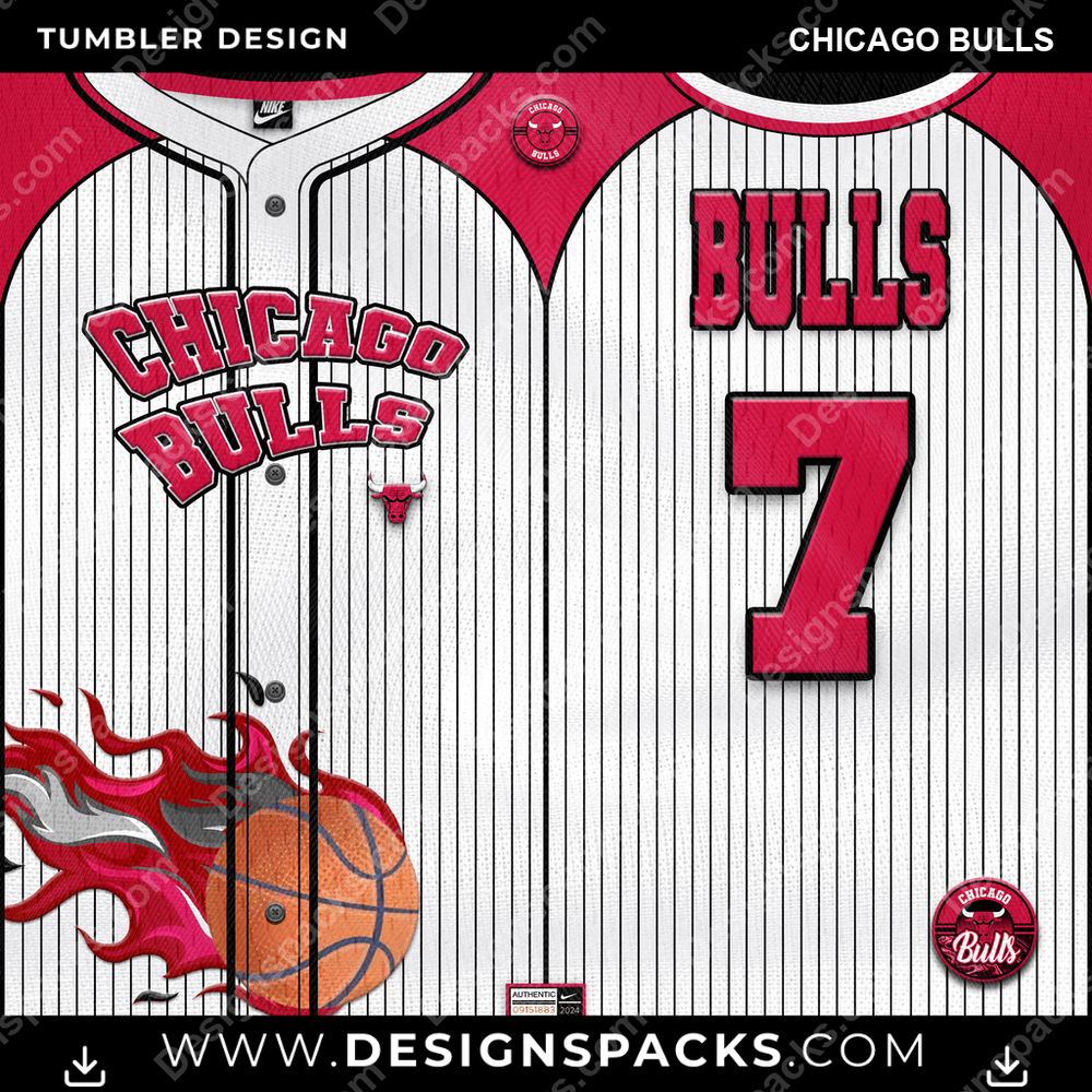 Basketball Team Button-Up Jersey Chicago Bulls Tumbler Digital Wrap Design