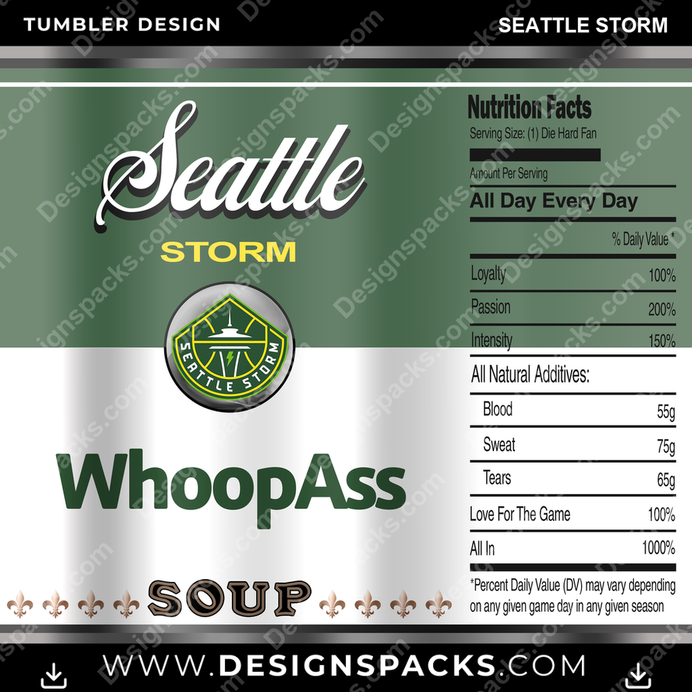 Basketball Soup Can Seattle Storm Tumbler Digital Wrap Design