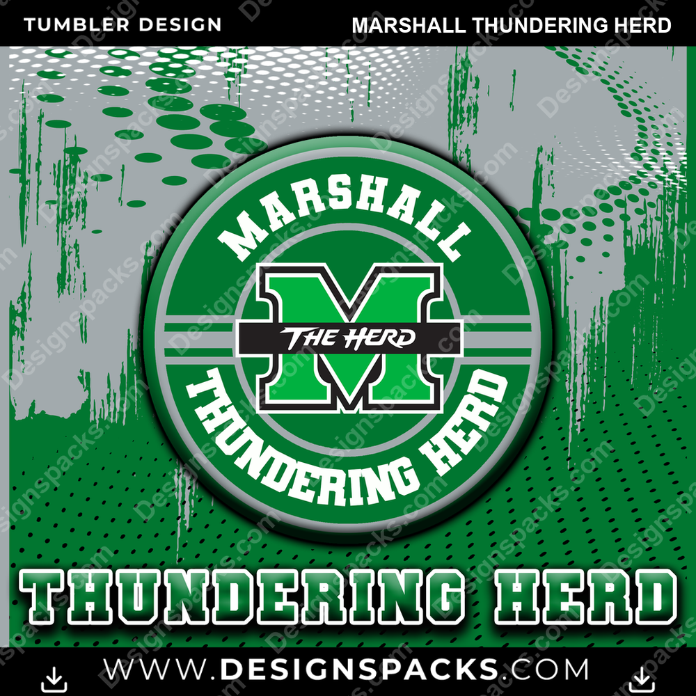 College Sport Dot Logo Marshall Thundering Herd Tumbler Digital Wrap Design