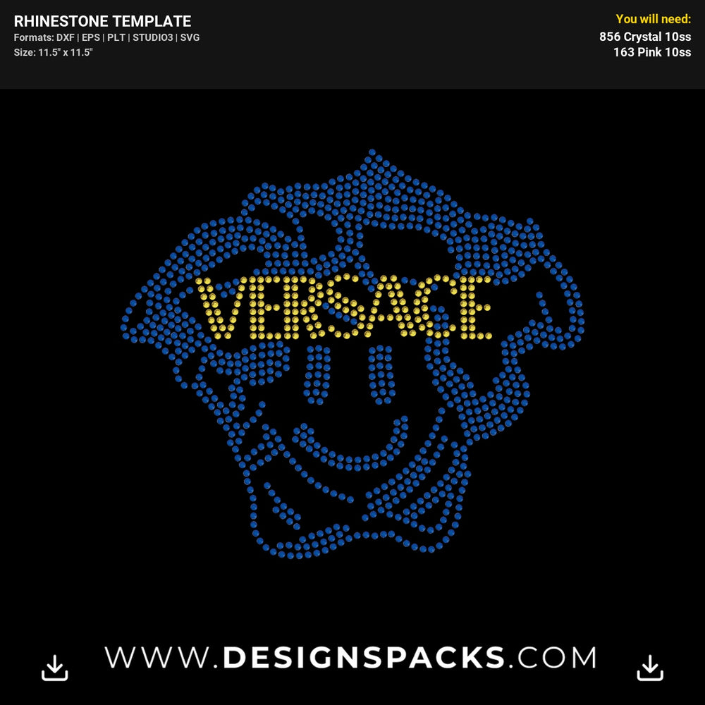 Versace Smiley Medusa Rhinestone Digital Template