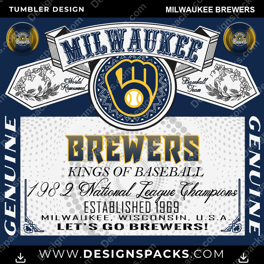 Baseball Bud Milwaukee Brewers Tumbler Digital Wrap Design