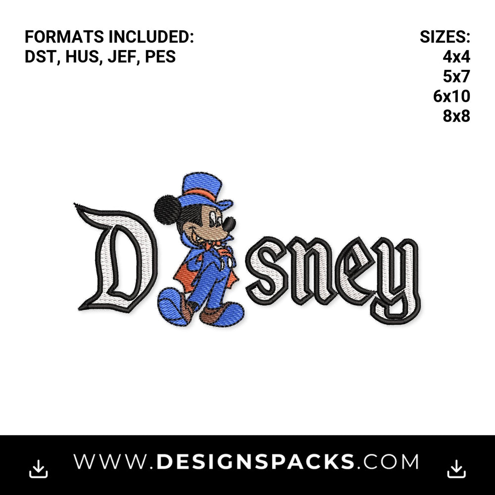 Disney Vampire Mickey Halloween Embroidery Design - Instant digital download pattern at Designspacks.com