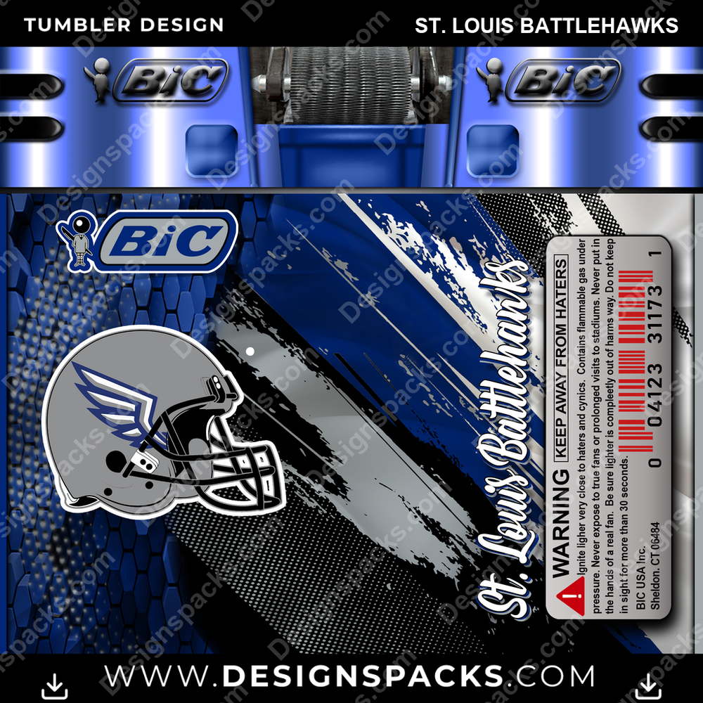 Canada Football BIC Lighter St. Louis Battlehawks CFL Canada Tumbler Digital Wrap Design Download