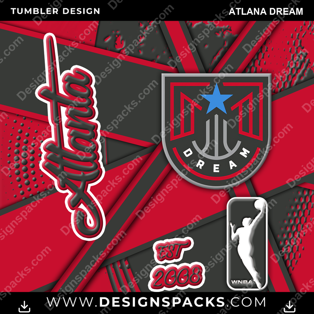 Basketball Team Sport Atlana Dream NBA Basketball Tumbler Digital Wrap Design Download