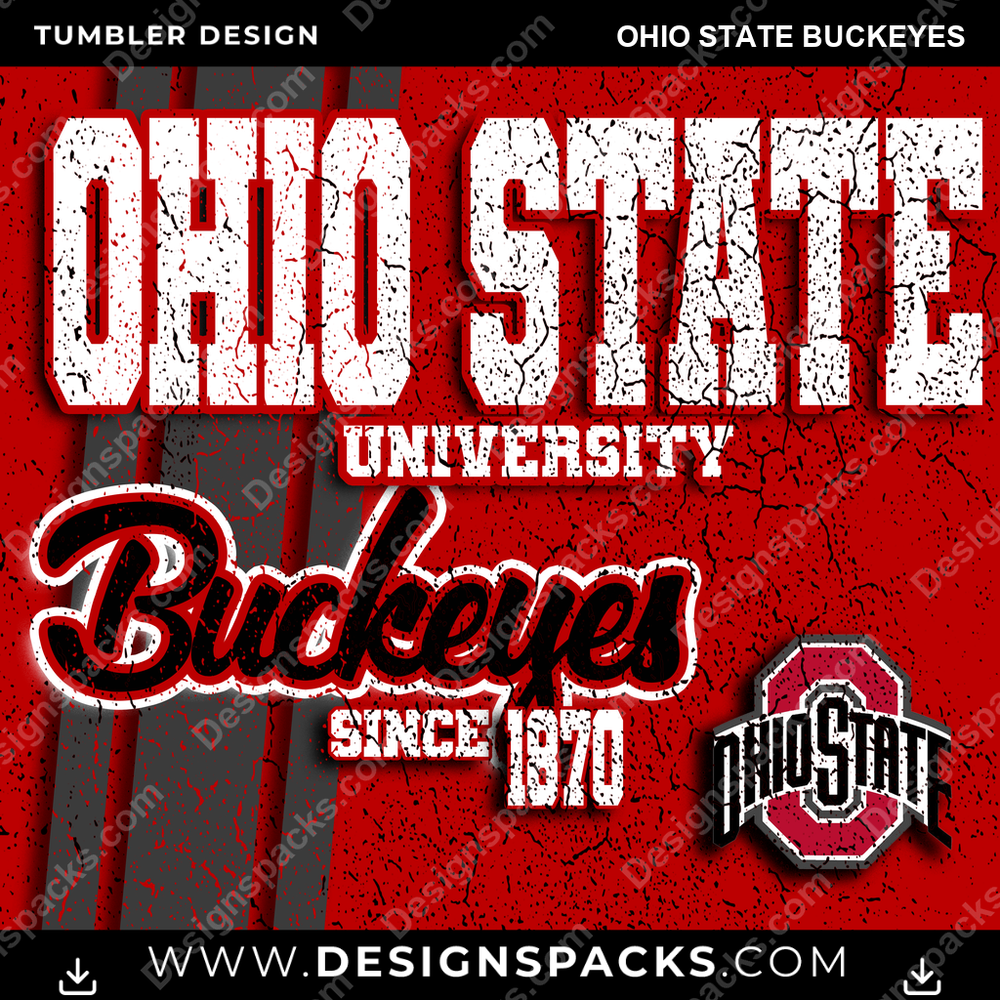 College Sport Grunge Ohio State Buckeyes Tumbler Digital Wrap Design
