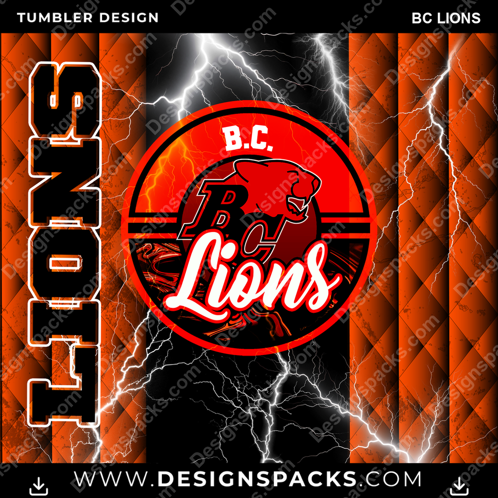 Canada Football Diamond BC Lions Tumbler Digital Wrap Design