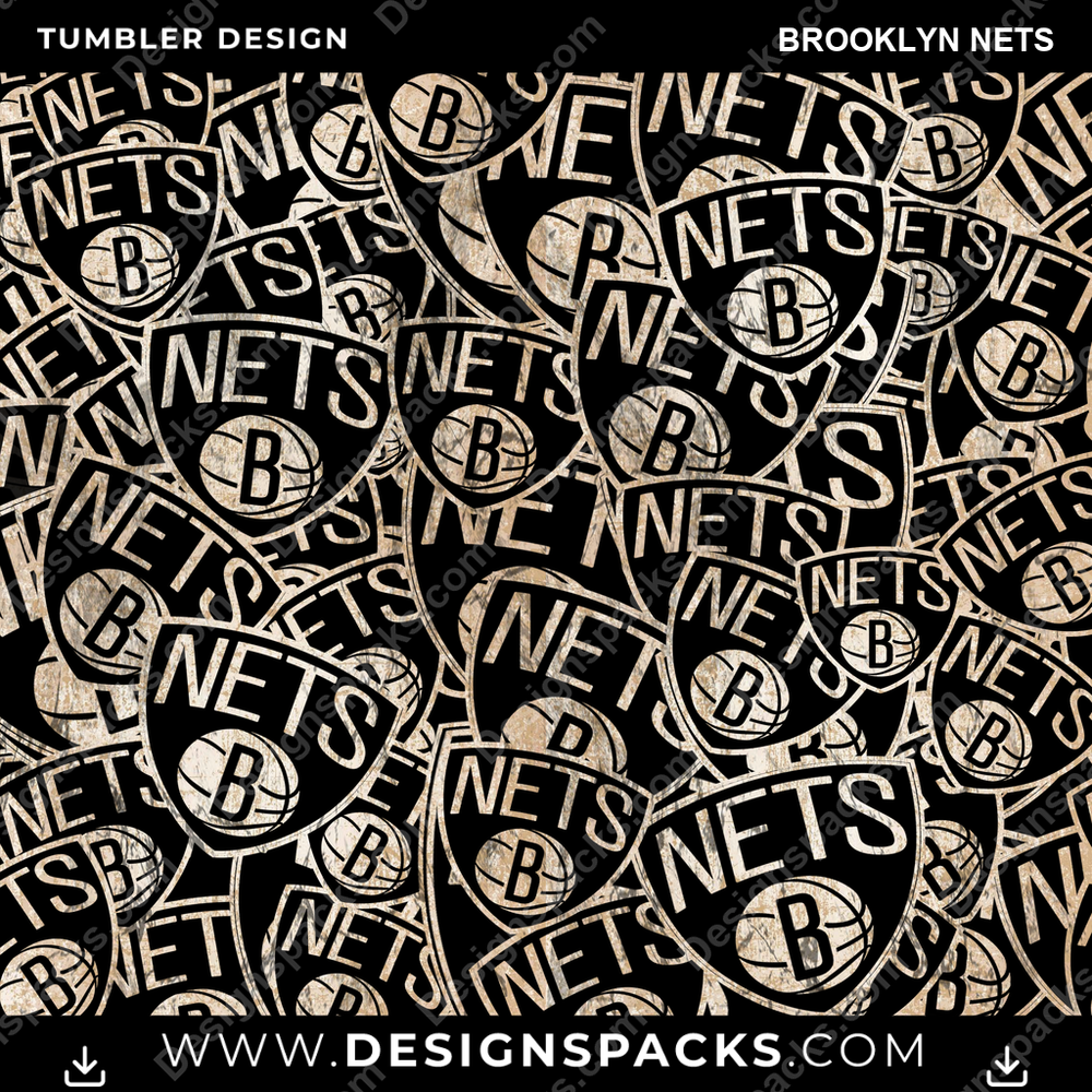 Basketball Logo BG Brooklyn Nets Tumbler Digital Wrap Design