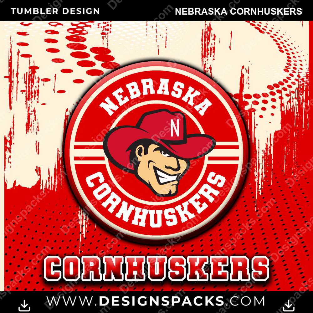 College Sport Dot Logo Nebraska Cornhuskers Tumbler Digital Wrap Design