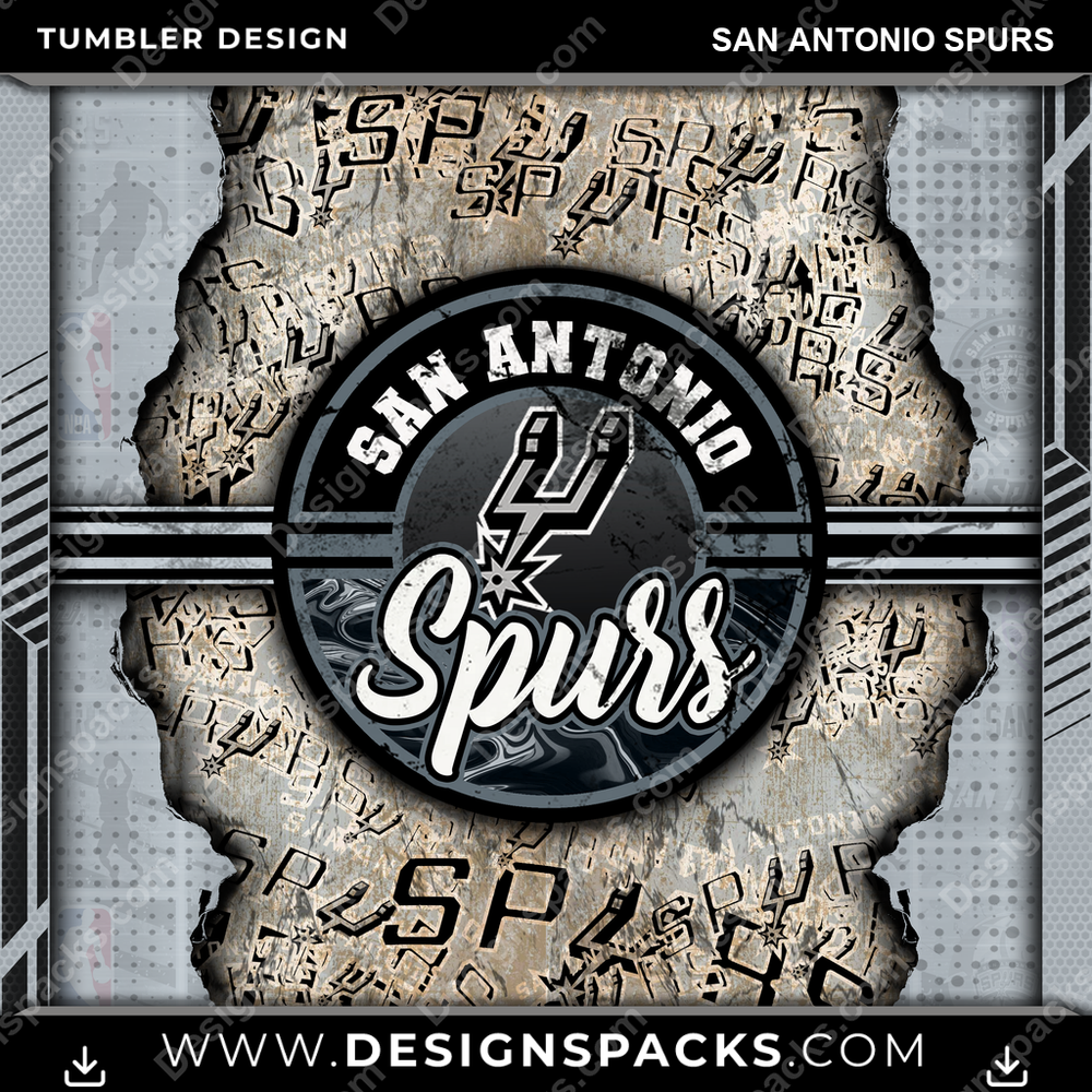 Basketball Ripped San Antonio Spurs Tumbler Digital Wrap Design