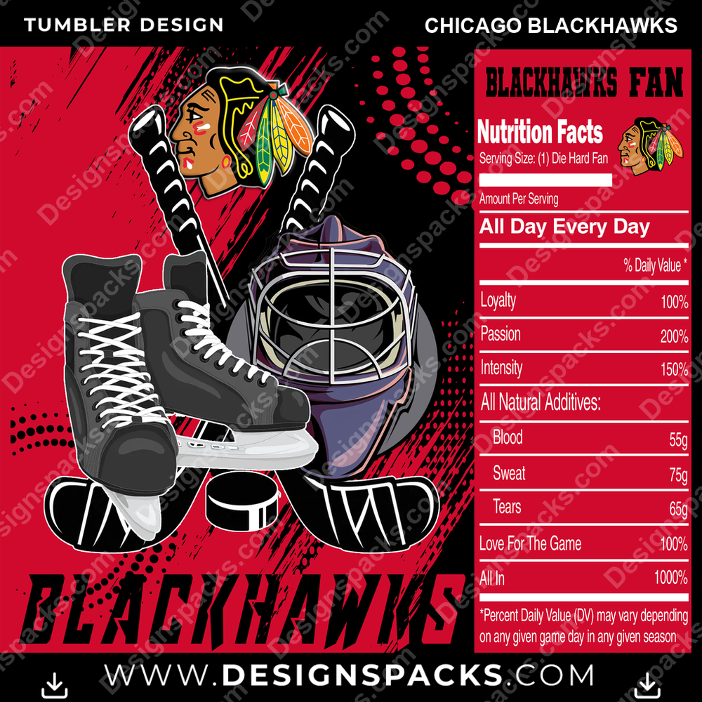 Ice Hockey Team Fan Chicago Blackhawks NHL Hockey Tumbler Digital Wrap Design Download