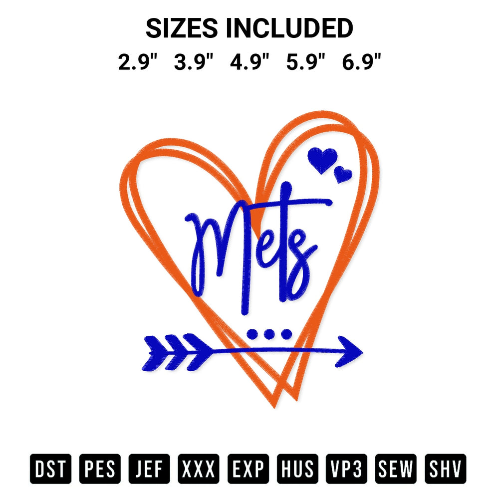Download the New York Mets Heart Embroidery Design machine embroidery design exclusively at Designspacks.com. Premium digitized pattern for apparel and DIY crafts. Available sizes: 2.9", 3.9", 4.9", 5.9", 6.9".