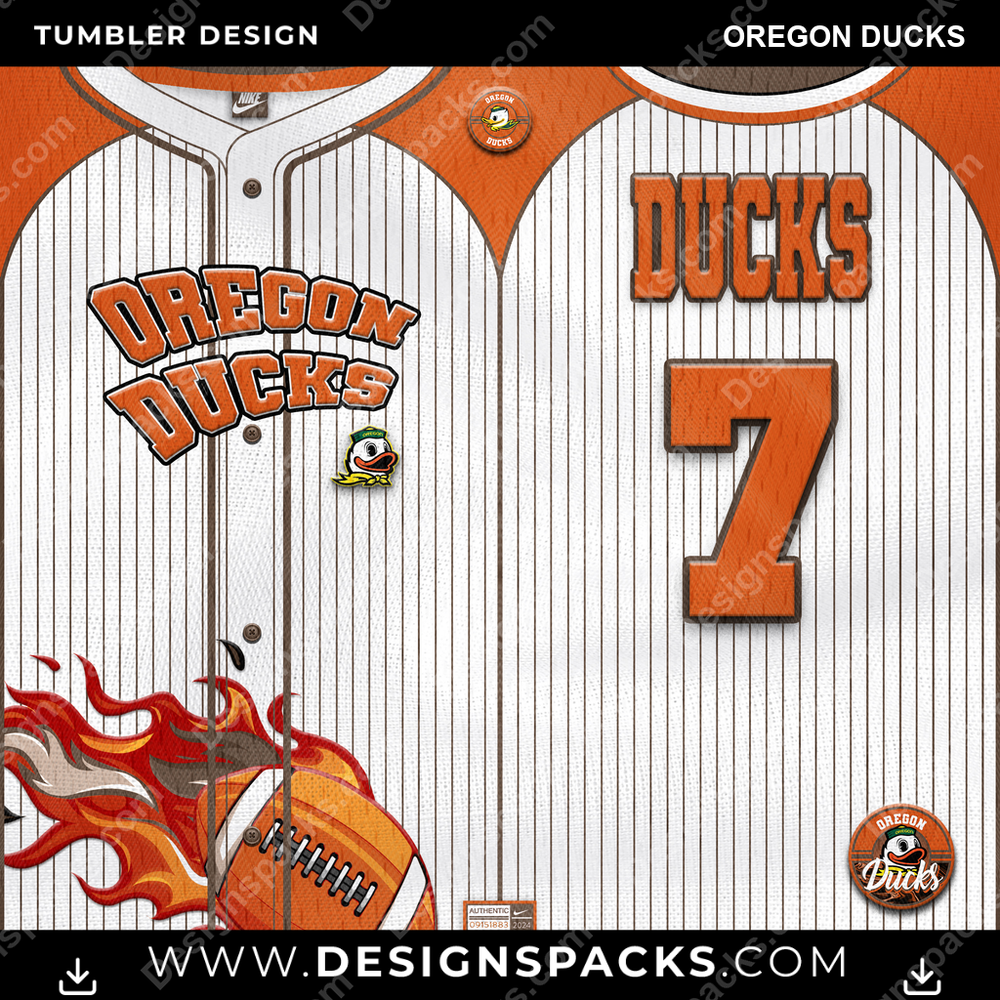 College Sport Team Button-Up Jersey Oregon Ducks Tumbler Digital Wrap Design