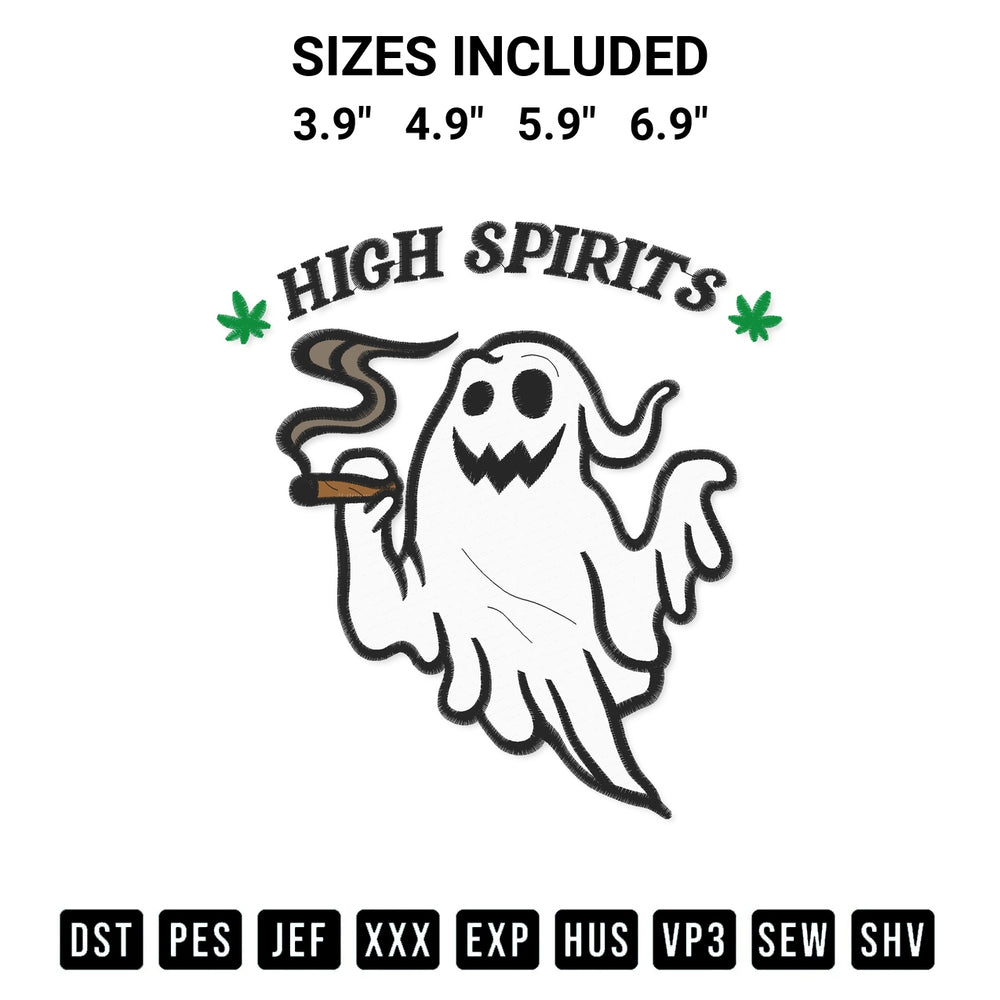Discover the perfect addition to your crafting collection: High Spirits Ghost Funny Embroidery Design embroidery file. Instantly available at Designspacks.com. Available sizes: 3.9", 4.9", 5.9", 6.9".