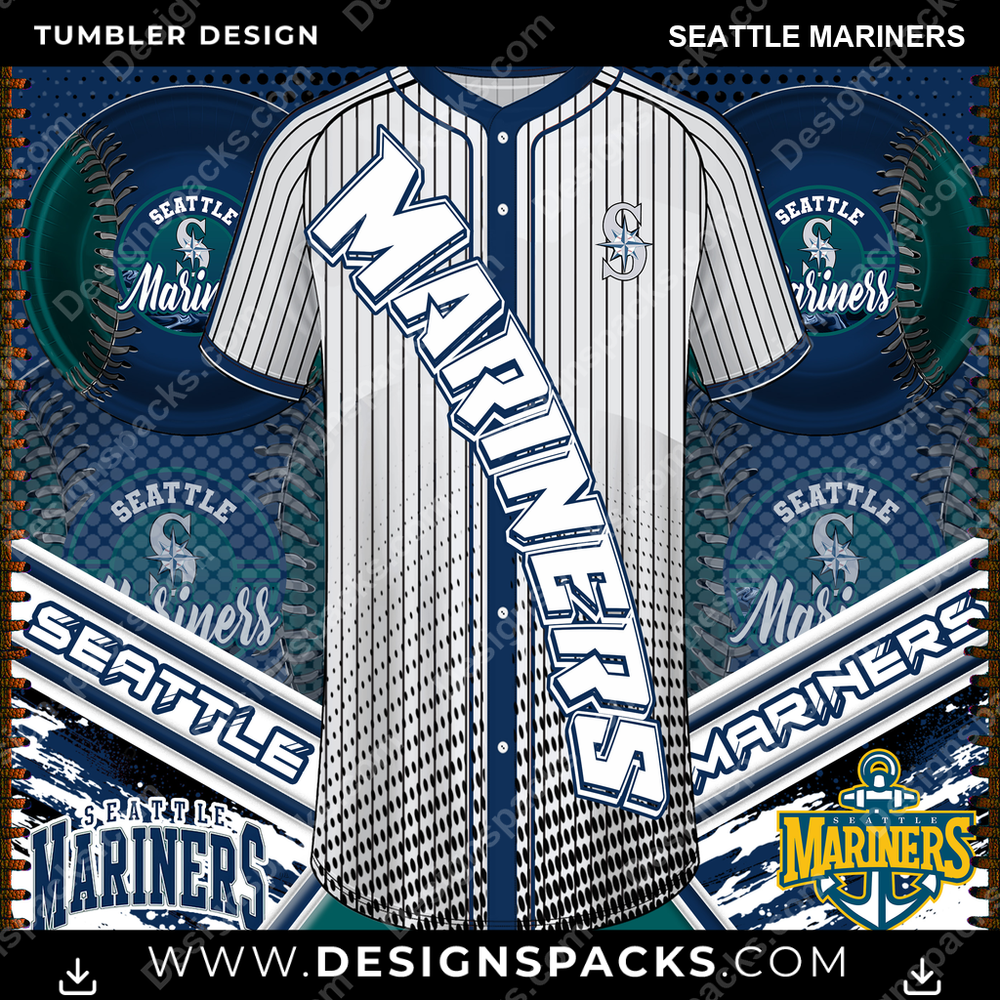 Baseball Jersey Team Seattle Mariners Tumbler Digital Wrap Design