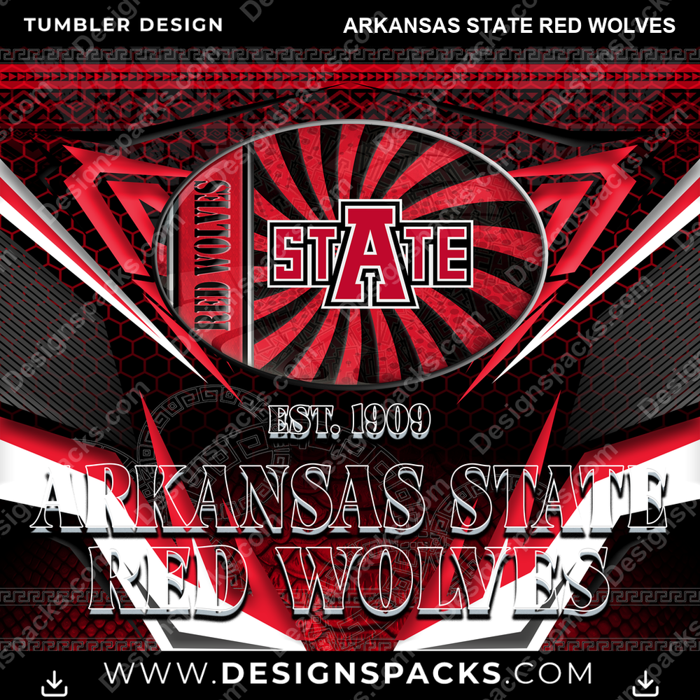 College Sport Tribal Arkansas State Red Wolves NCAA College Sport Tumbler Digital Wrap Design Download