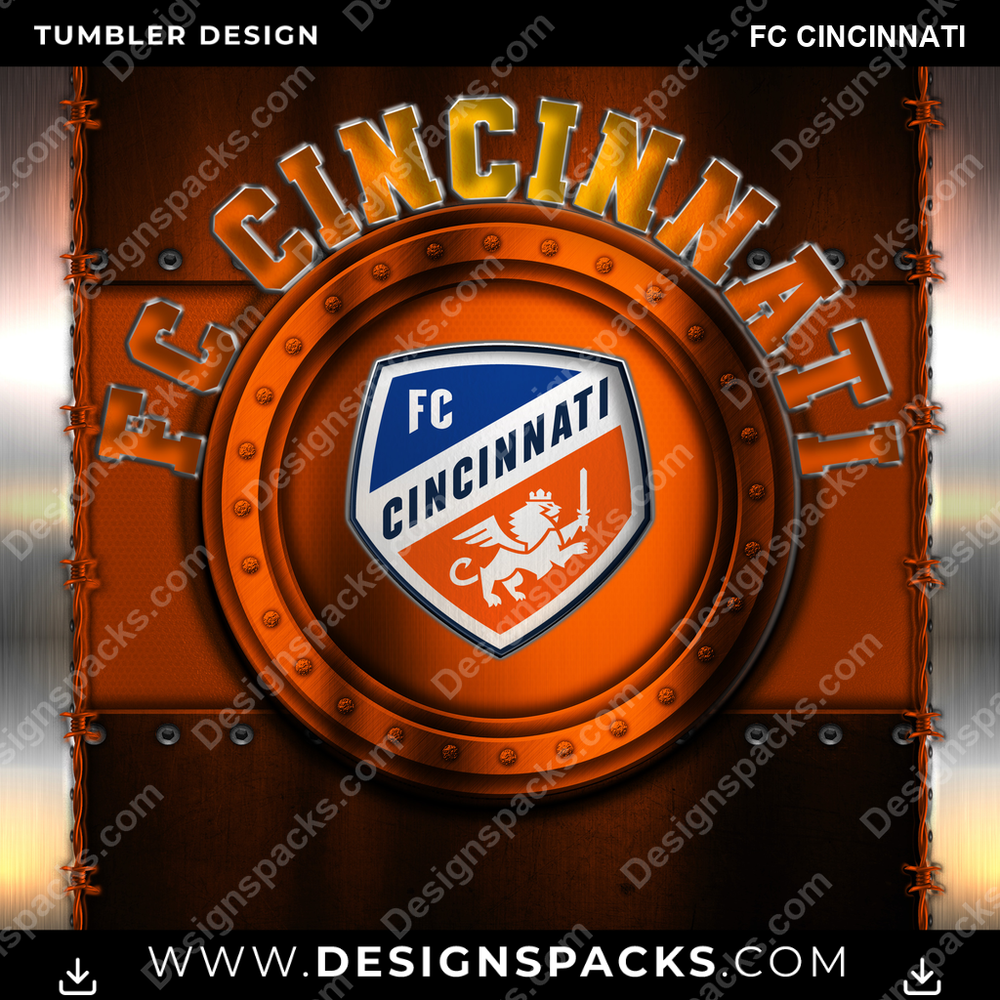 US Soccer Metal FC Cincinnati Tumbler Digital Wrap Design Download
