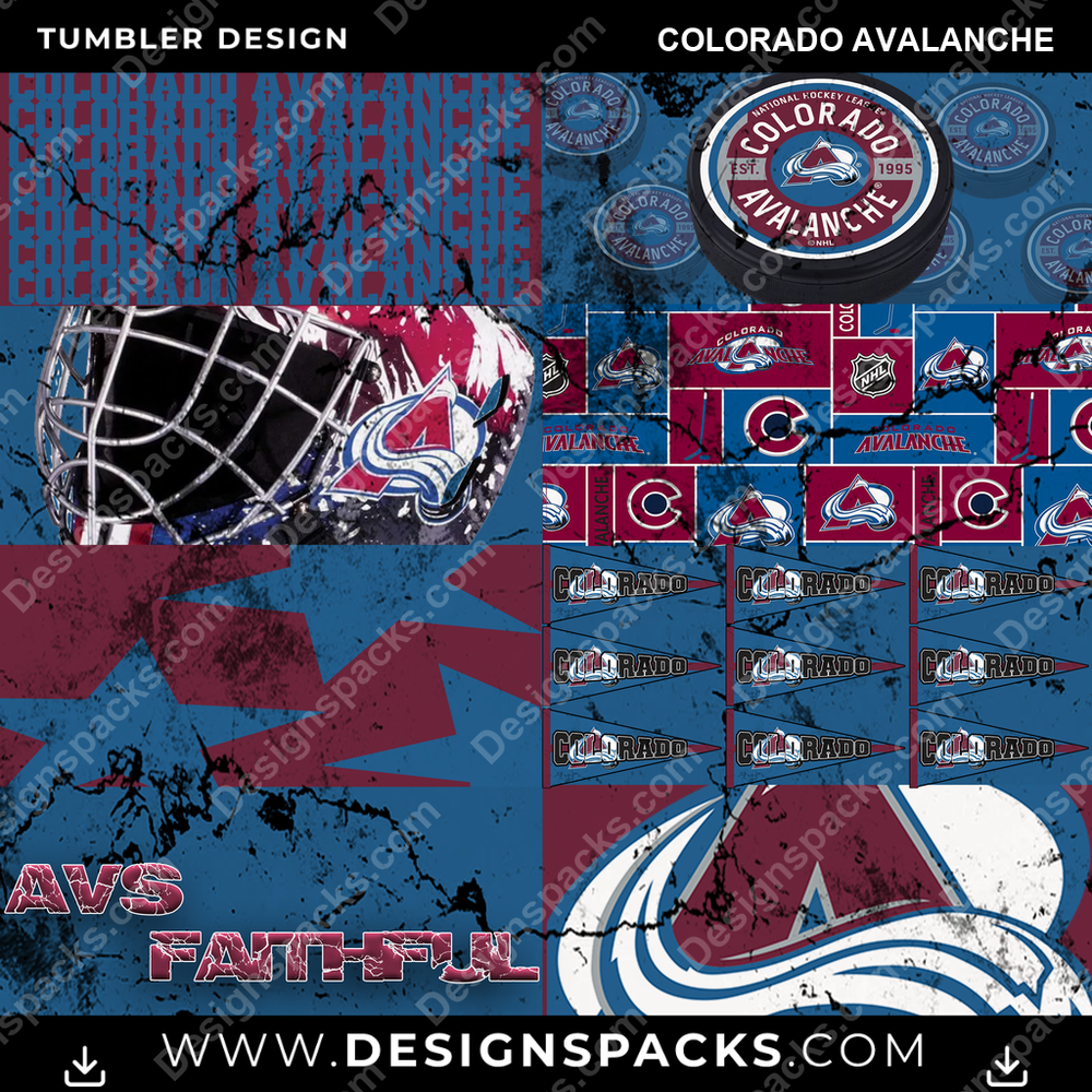 Hockey Distressed BG Colorado Avalanche Tumbler Digital Wrap Design