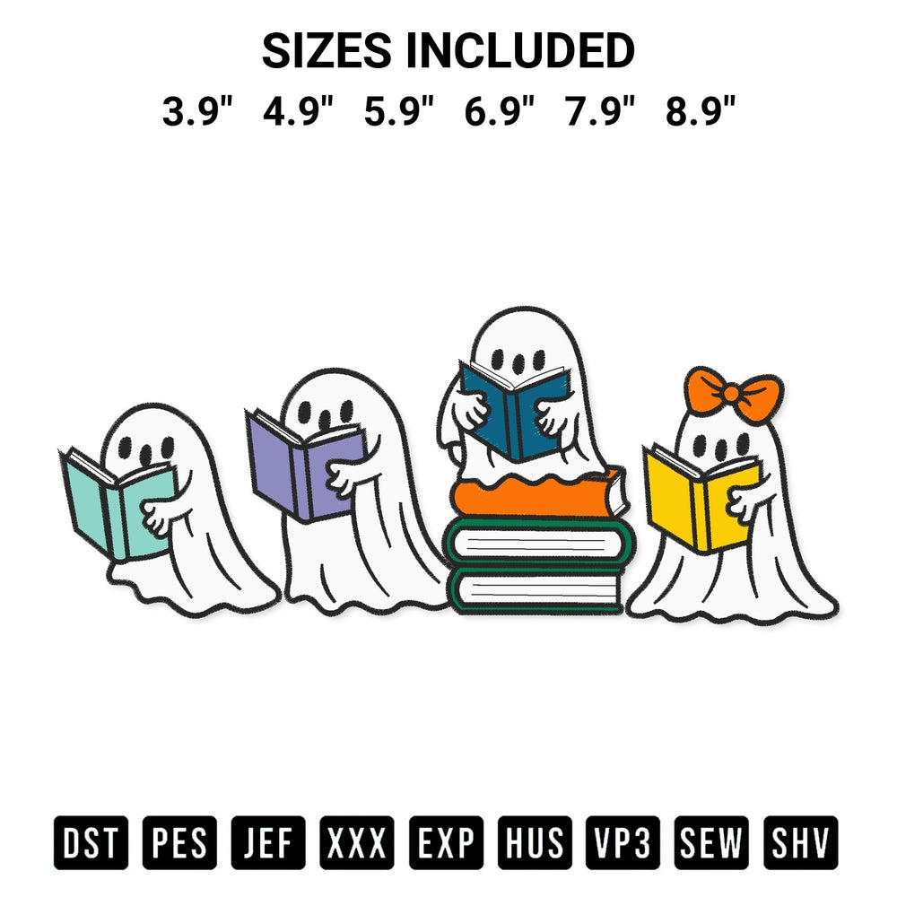 Looking for the perfect pattern? Download the Ghosts Reading Book Halloween Embroidery Design embroidery design today at Designspacks.com. Crisp, clean stitching guaranteed. Available sizes: 3.9", 4.9", 5.9", 6.9", 7.9", 8.9".