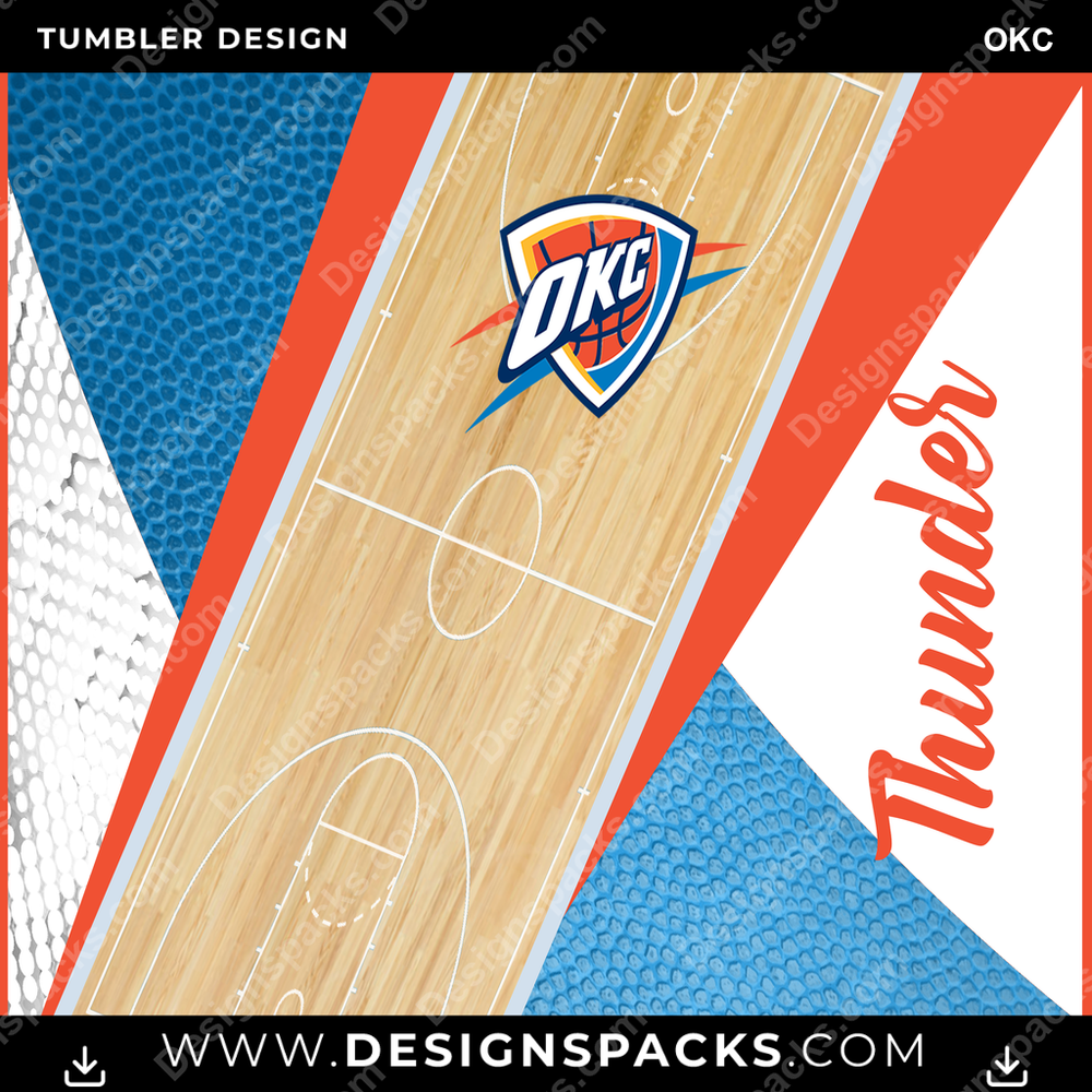 Basketball Court OKC Tumbler Digital Wrap Design