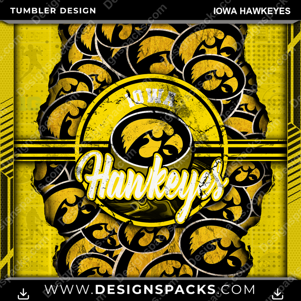 College Sport Ripped Iowa Hawkeyes NCAA College Sport Tumbler Digital Wrap Design Download
